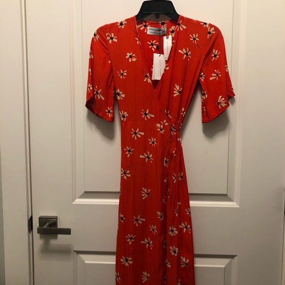 Anthro Faithfull Riviera Floral Wrap Dress Red XS - Picture 5 of 7